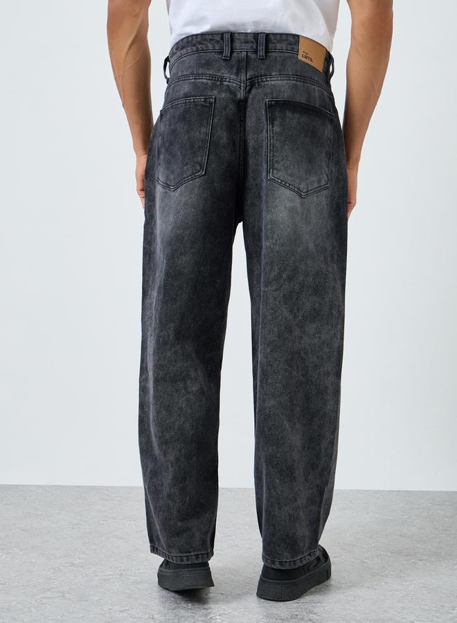 Styli Men Black Dark Wash Baggy Fit Jeans - Image 3